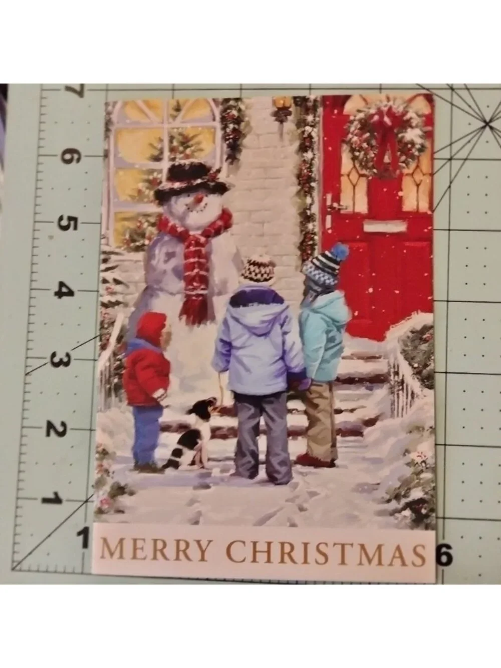 Merry Christmas Greeting Card  Richard Macneil Envelope Snowman Home Miracles